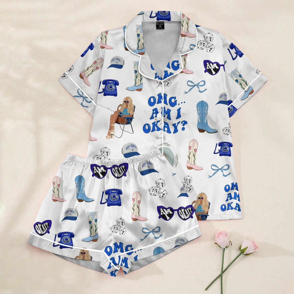 Women’s OMG Am I Okay Western Satin Pajama Set