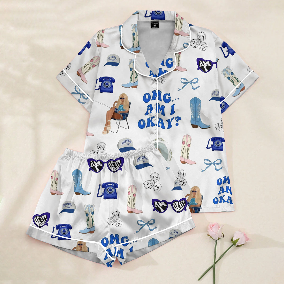 Women’s OMG Am I Okay Western Satin Pajama Set