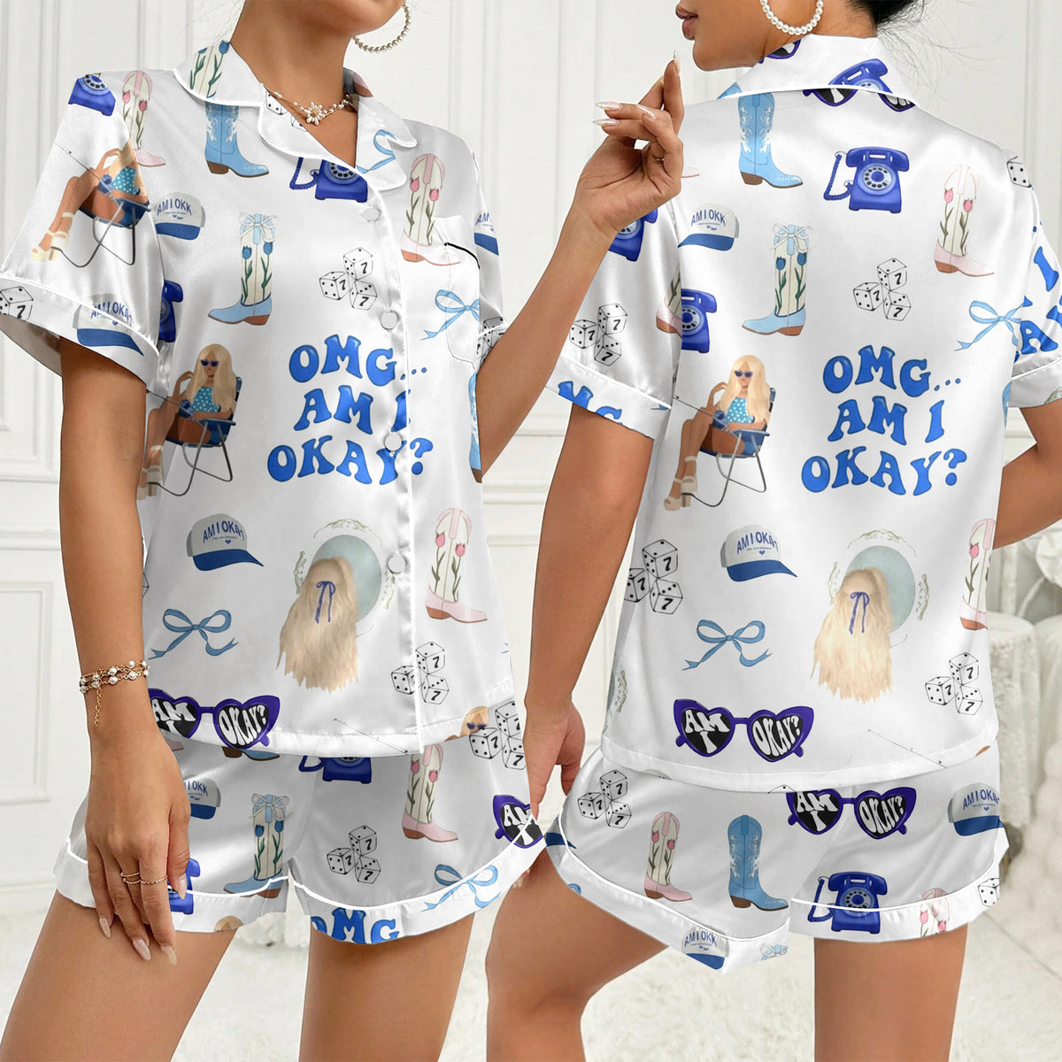 Women’s OMG Am I Okay Western Satin Pajama Set