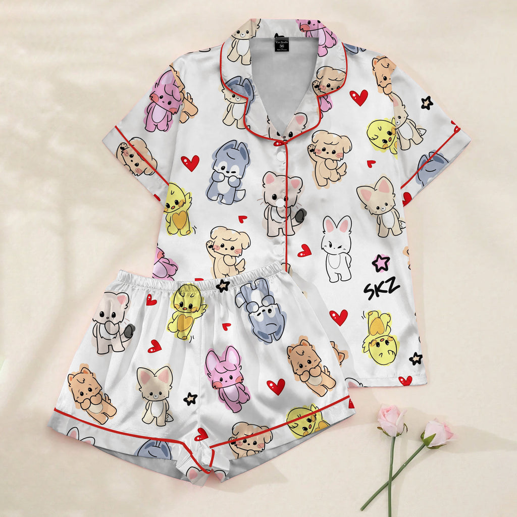 Women’s SKZOO Cute Characters Satin Pajama Set