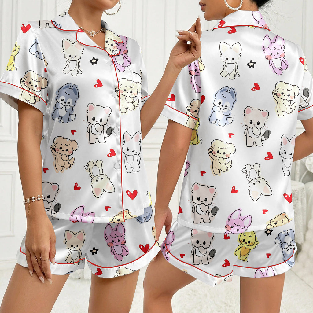 Women’s SKZOO Cute Characters Satin Pajama Set