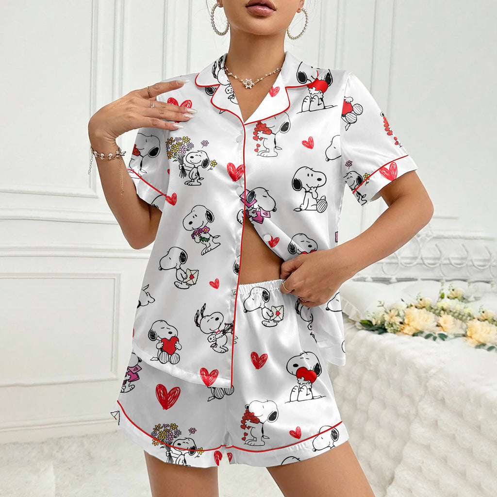 Women’s Snoopy Valentine Satin Pajama Set