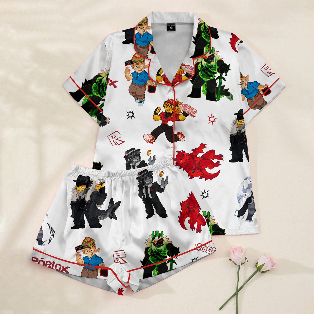 Women’s Roblox Characters Satin Pajama Set