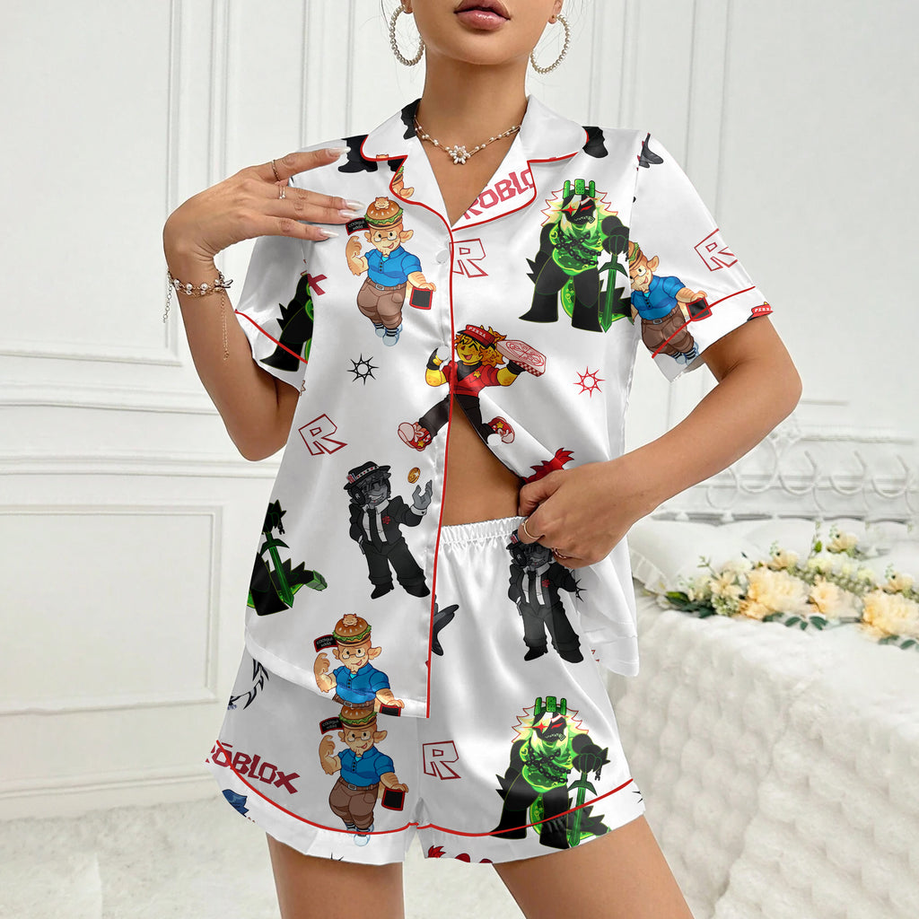 Women’s Roblox Characters Satin Pajama Set