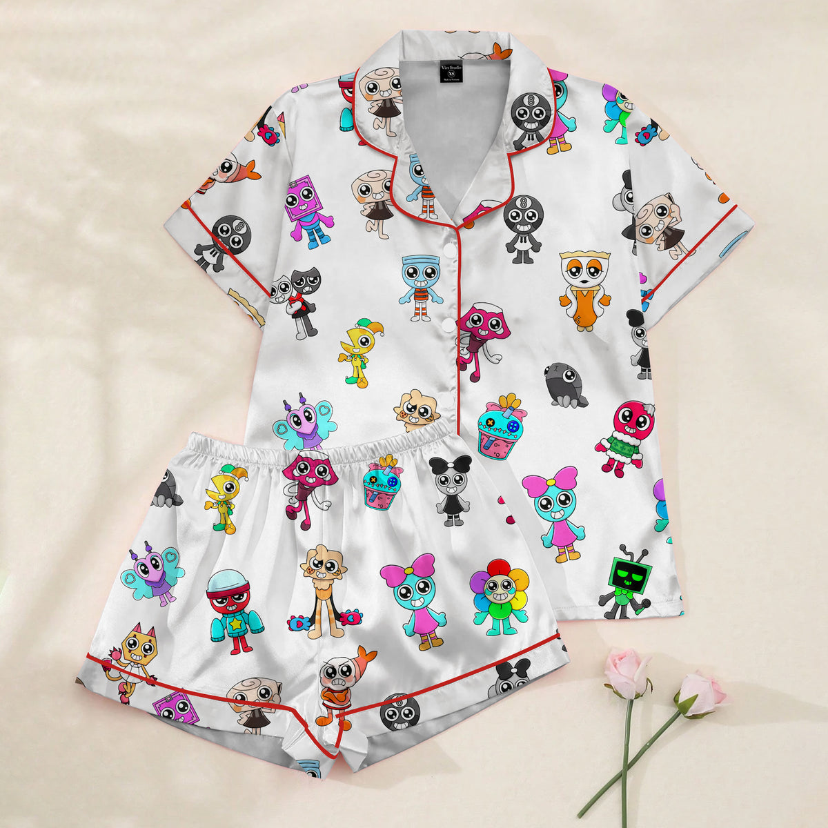 Women’s Dandy’s World Characters Satin Pajama Set