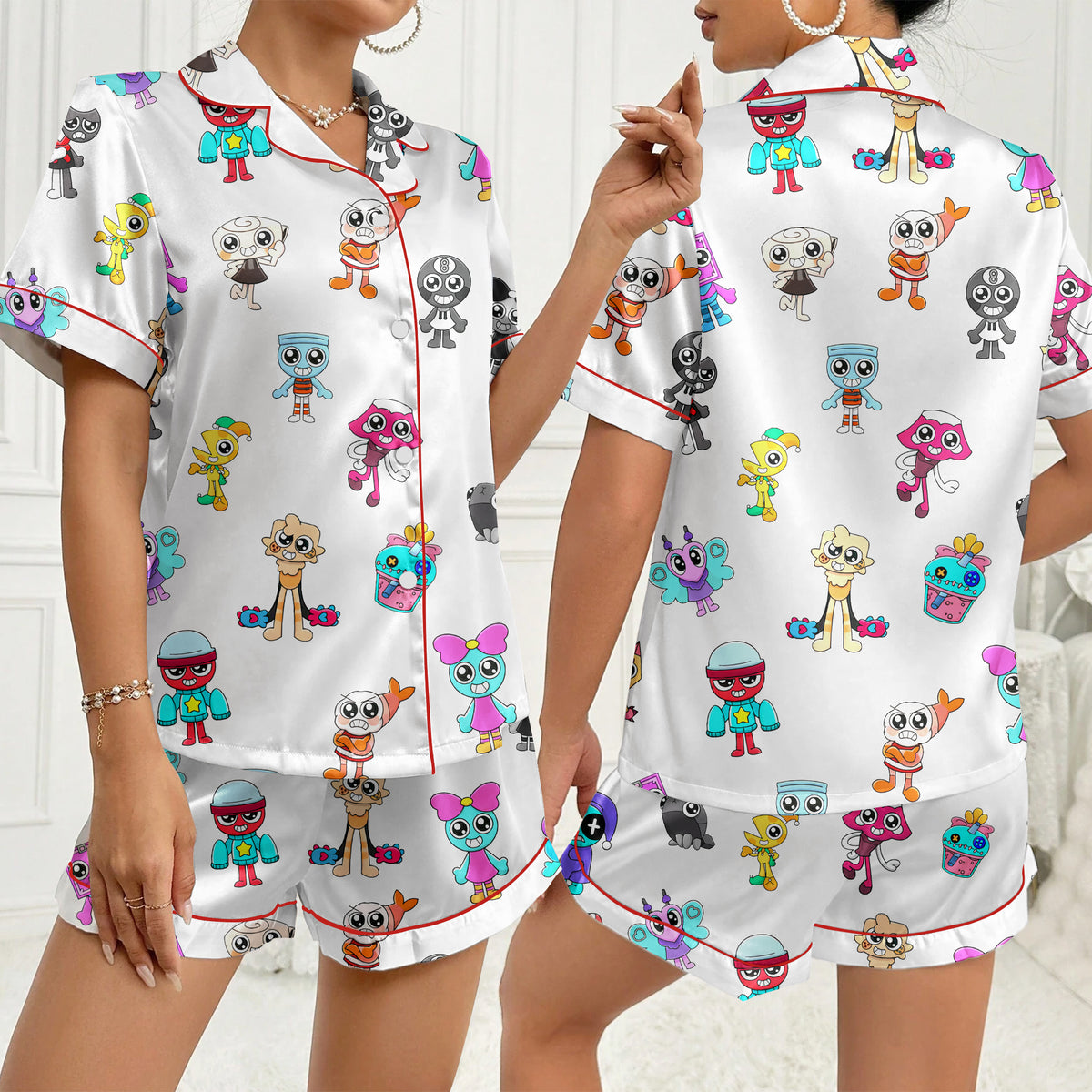 Women’s Dandy’s World Characters Satin Pajama Set