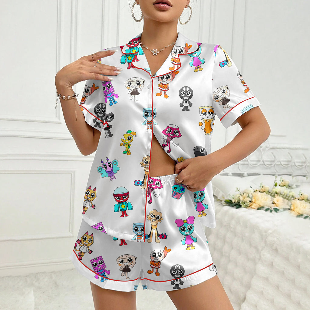 Women’s Dandy’s World Characters Satin Pajama Set