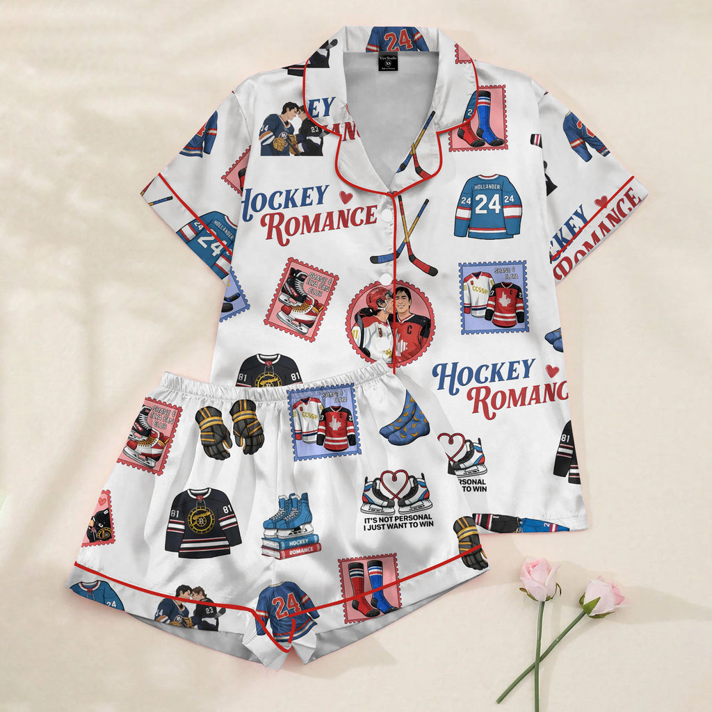 Women’s Hockey Romance Satin Pajama Set