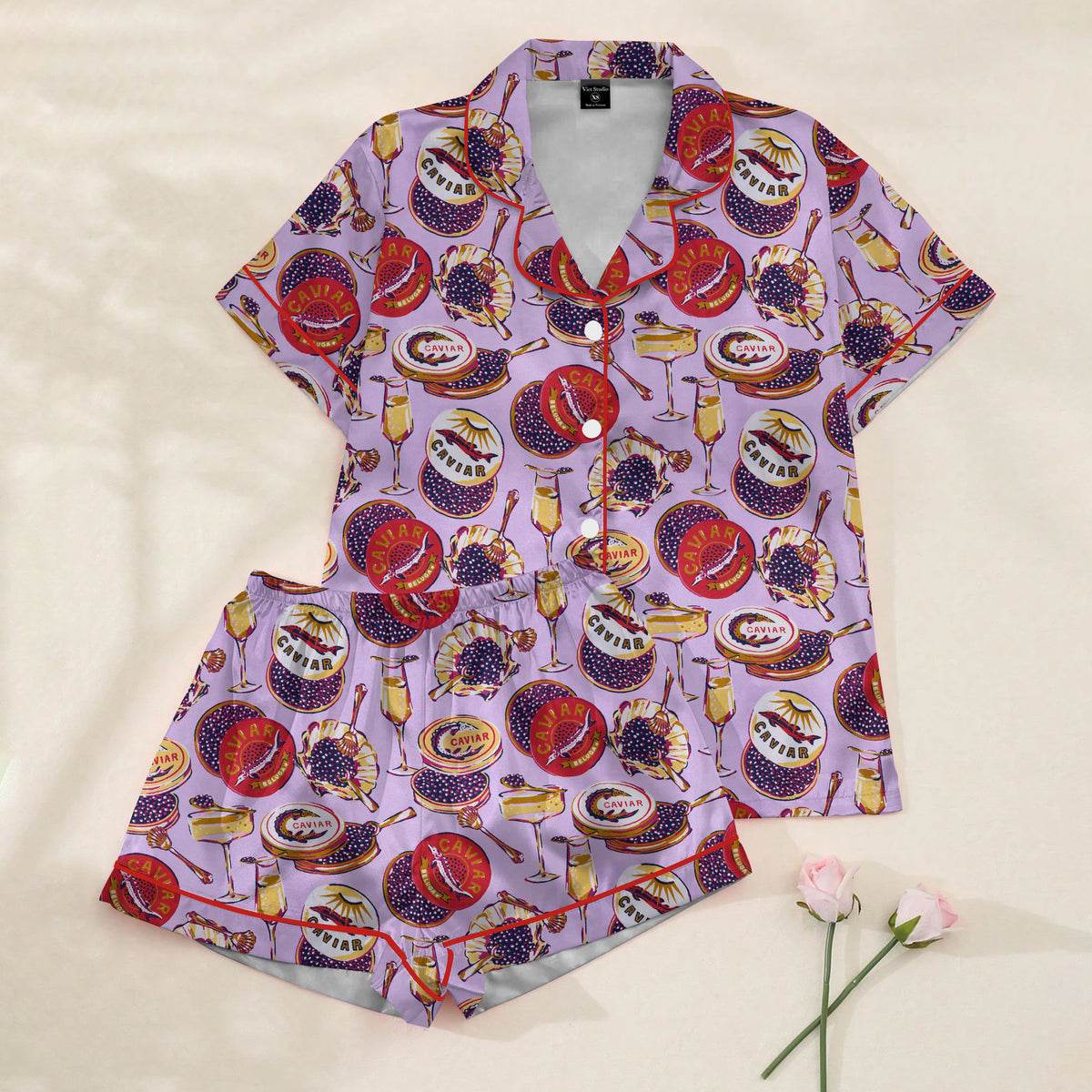 Women’s Caviar & Champagne Satin Pajama Set
