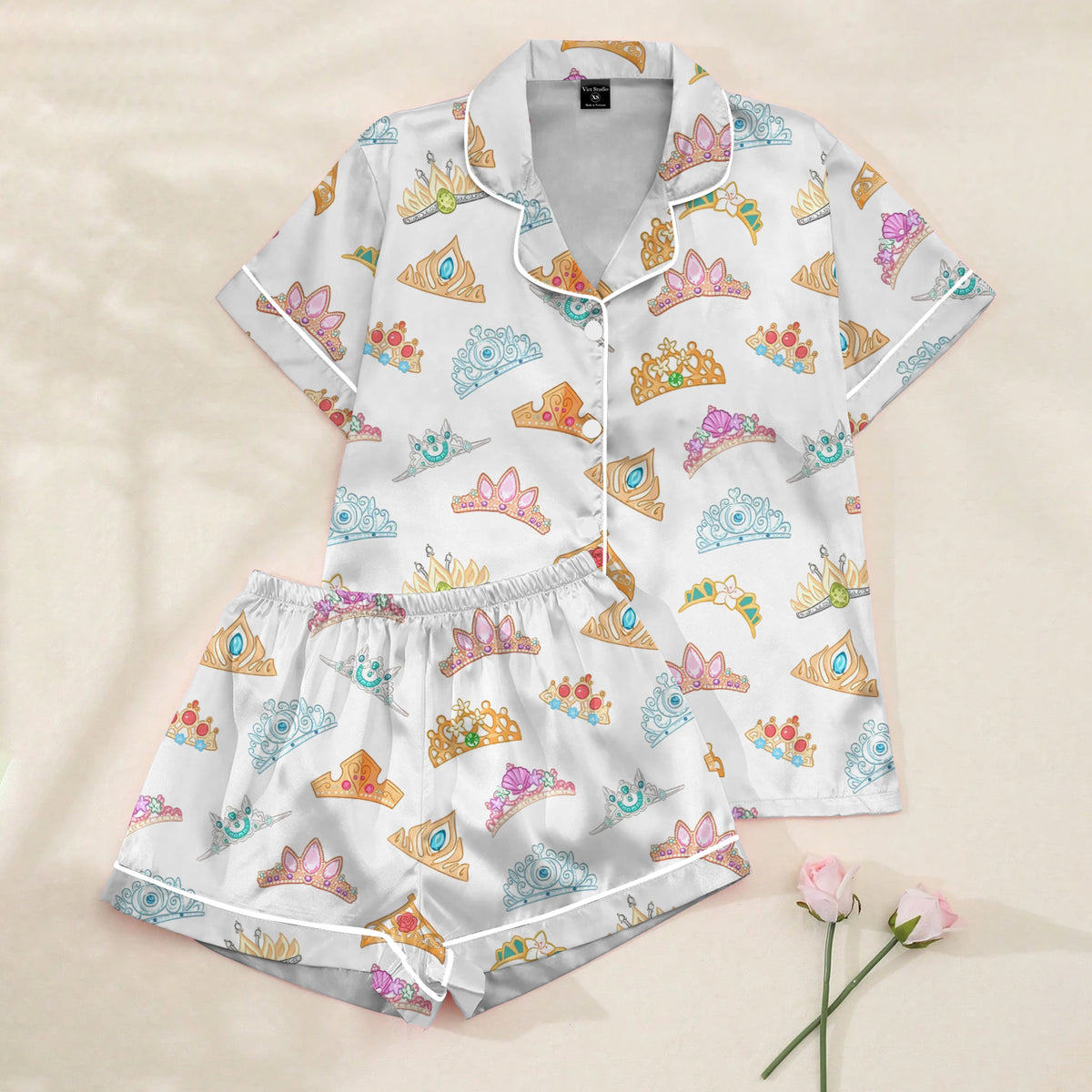 Women’s Princess Tiara Satin Pajama Set