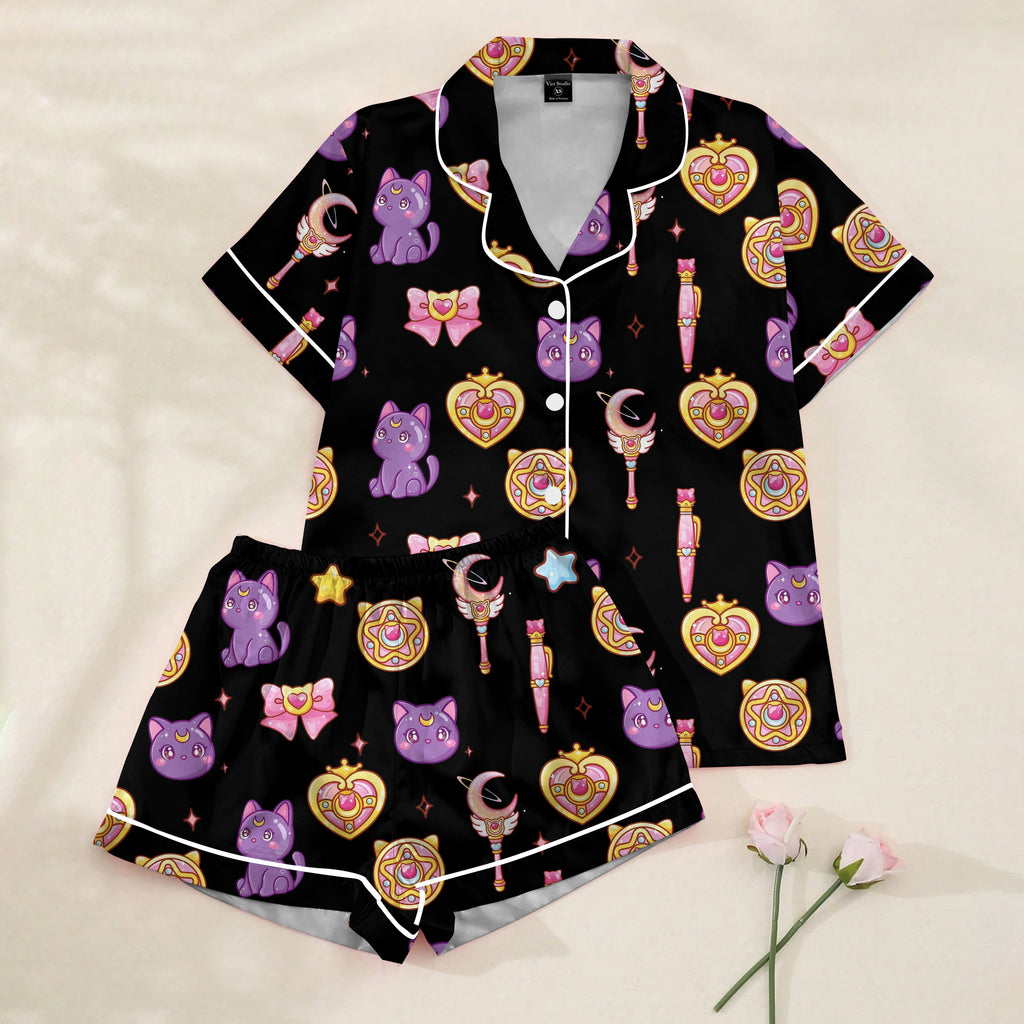 Women’s Sailor Moon Luna Satin Pajama Set
