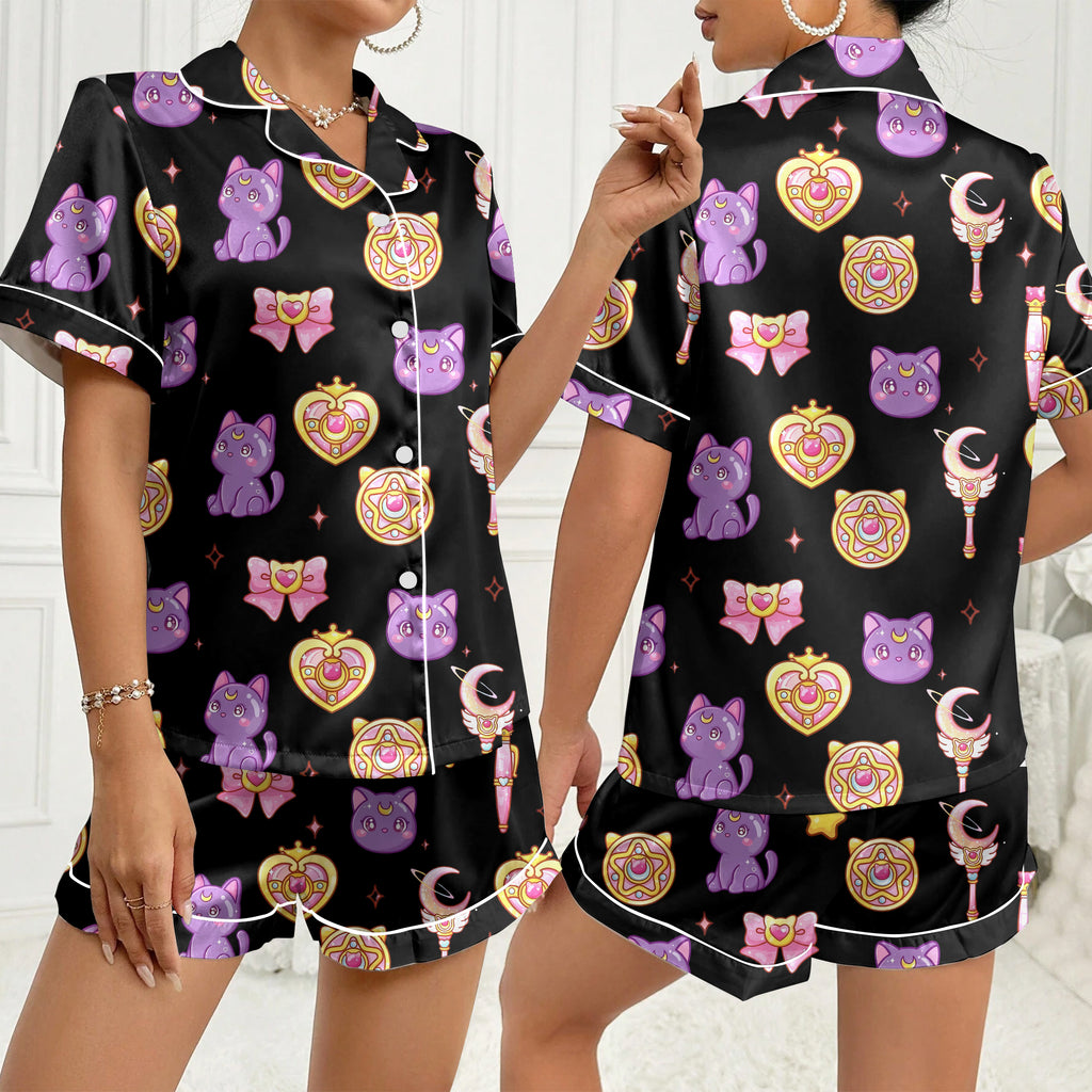 Women’s Sailor Moon Luna Satin Pajama Set