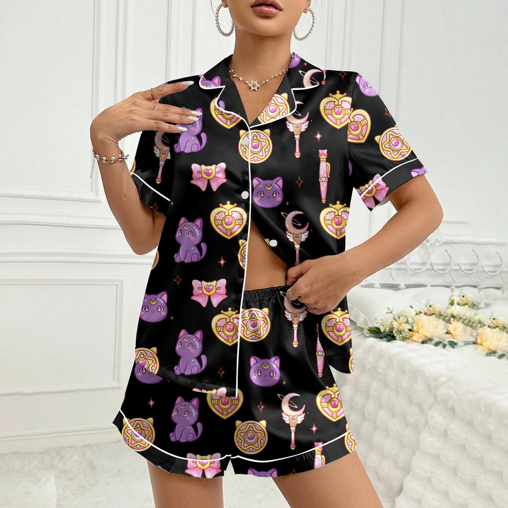 Women’s Sailor Moon Luna Satin Pajama Set