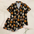 Women’s Vintage Halloween Character Pattern Short Sleeve Pajama Set