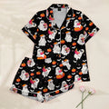 Women’s Halloween Reading Ghost Pattern Short Sleeve Pajama Set