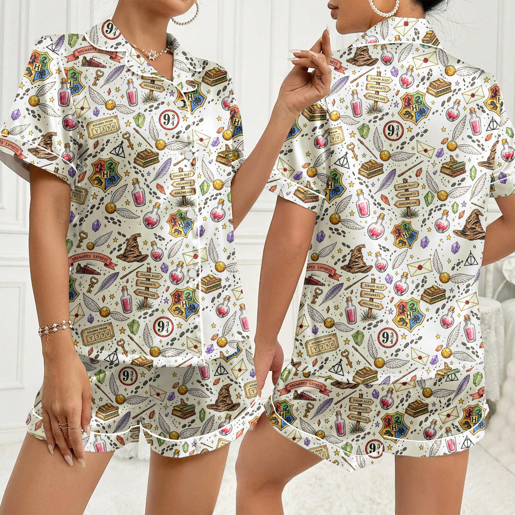 Women’s Cream Harry Potter Satin Pajama Set