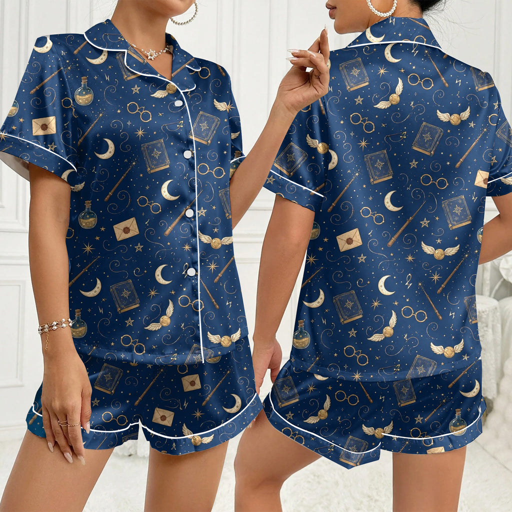 Women’s Navy Harry Potter Magic Satin Pajama Set