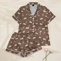 Women’s Brown Espresso Martini Satin Pajama Set