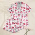 Women’s White Pink Party Satin Pajama Set