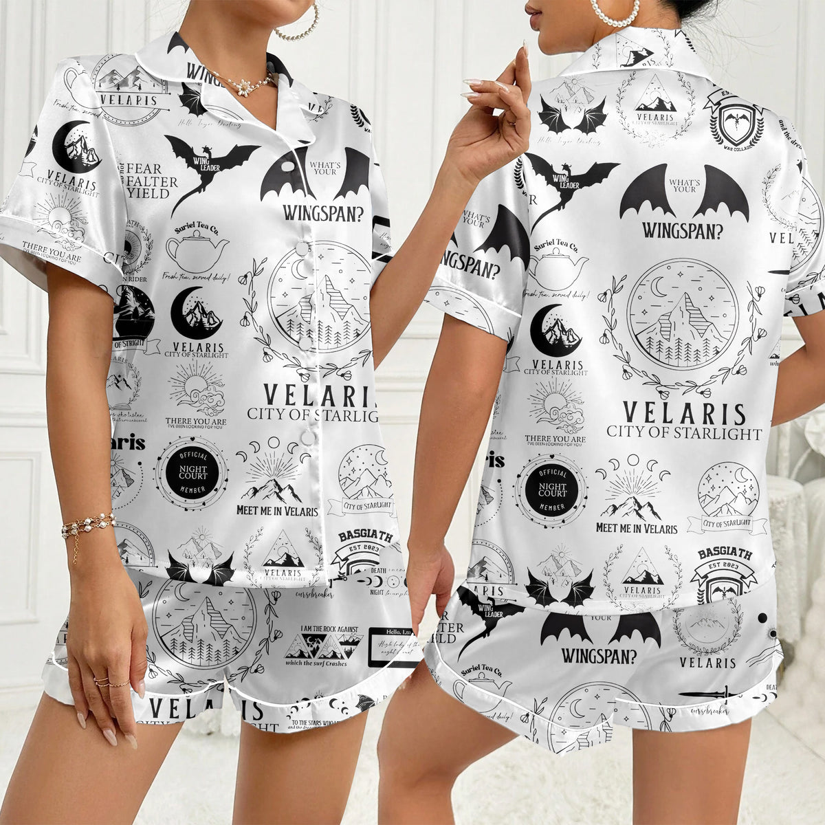 Women’s White Velaris Satin Pajama Set