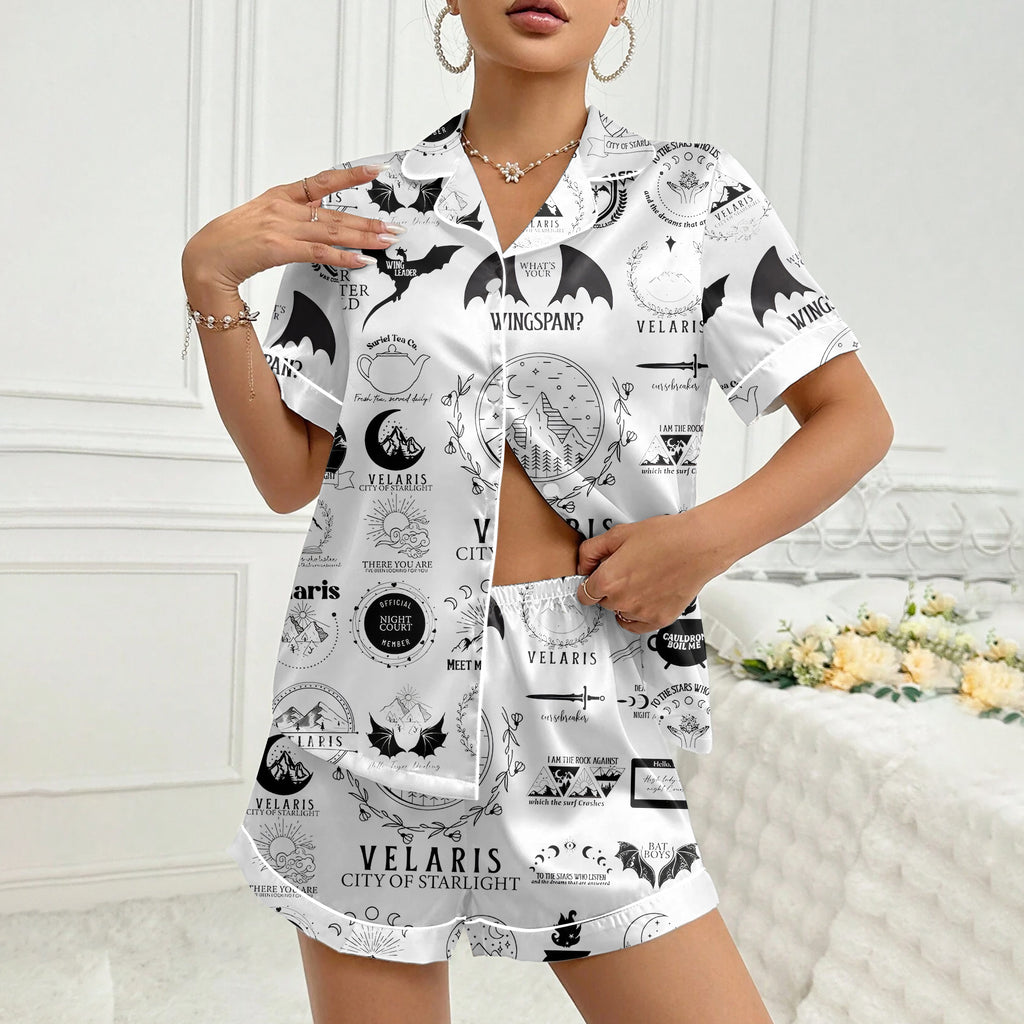 Women’s White Velaris Satin Pajama Set