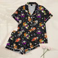 Women’s Black Vintage Halloween Satin Pajama Set