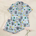 Women’s Light Blue Stitch Christmas Satin Pajama Set