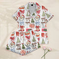 Women’s White Vintage Santa Christmas Satin Pajama Set