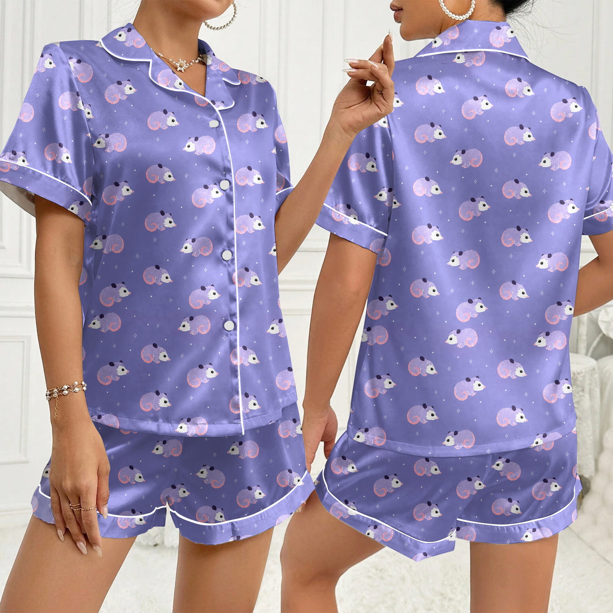 Women’s Lavender Opossum Satin Pajama Set