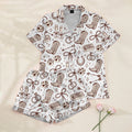 Women’s White Western Valentine Satin Pajama Set