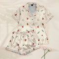 Women’s Cream Gingerbread Christmas Satin Pajama Set