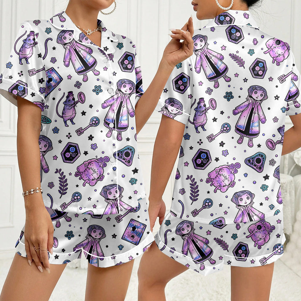 Women’s White Coraline Satin Pajama Set