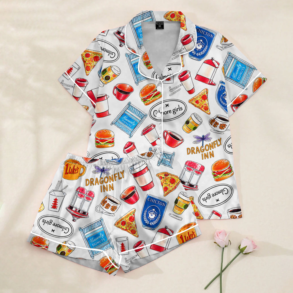 Women’s White Gilmore Girls Satin Pajama Set