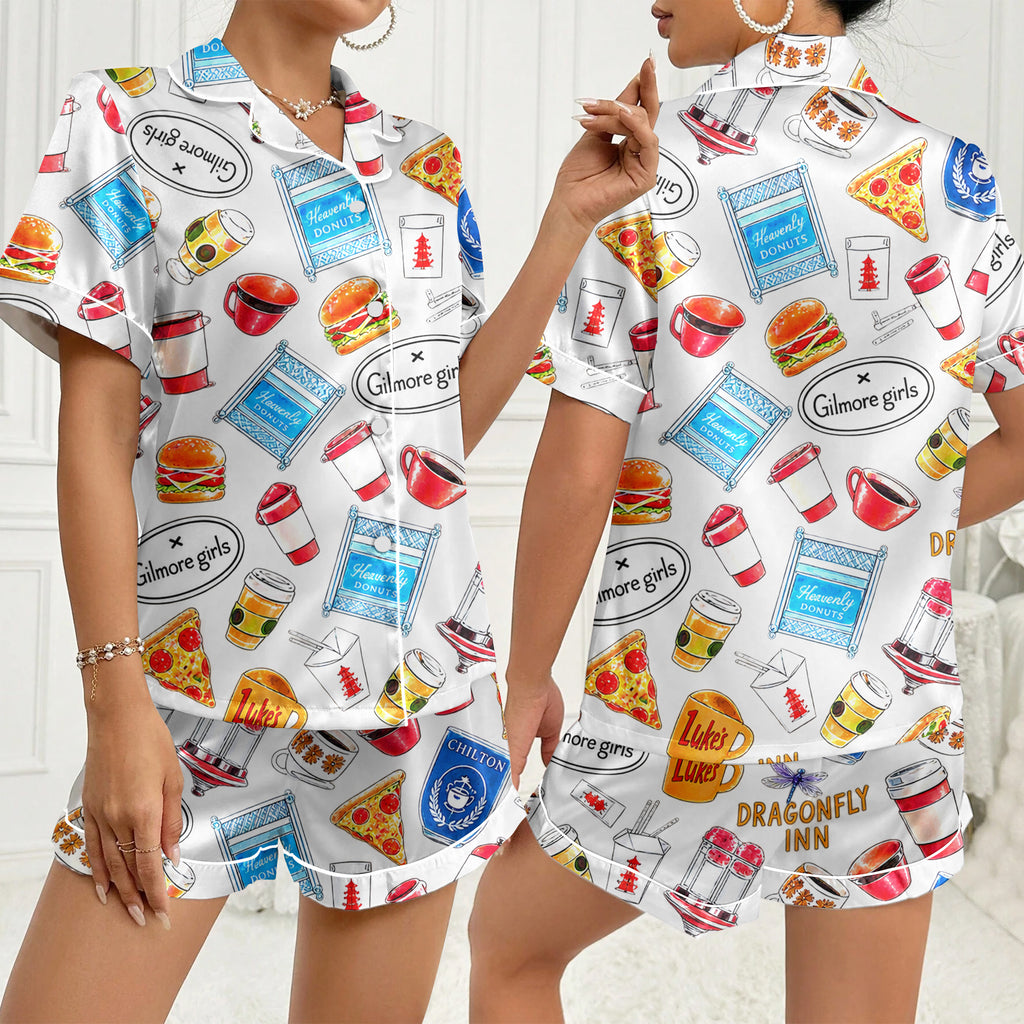 Women’s White Gilmore Girls Satin Pajama Set