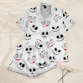 Women’s White Jack & Sally Halloween Satin Pajama Set
