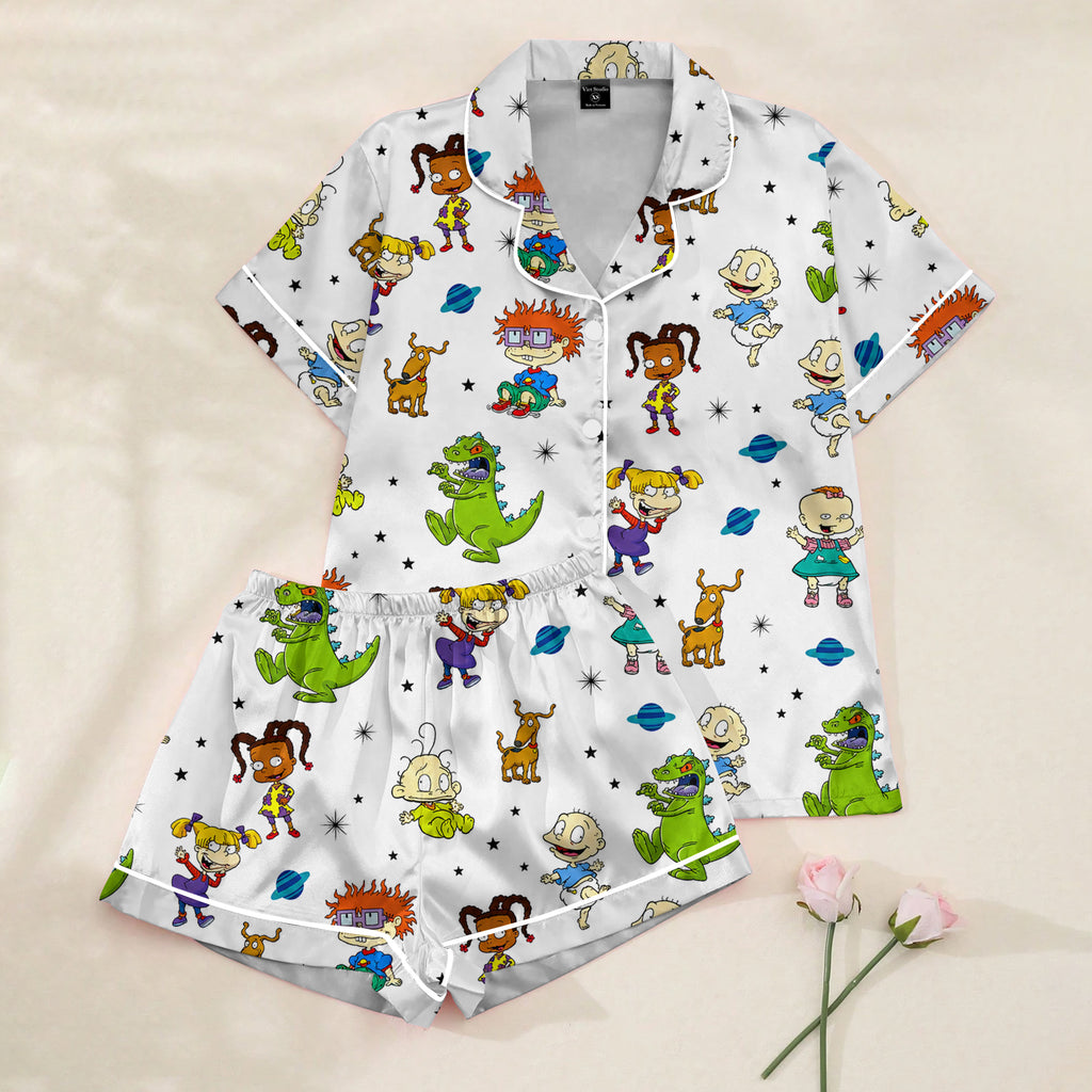 Women’s White Rugrats Satin Pajama Set