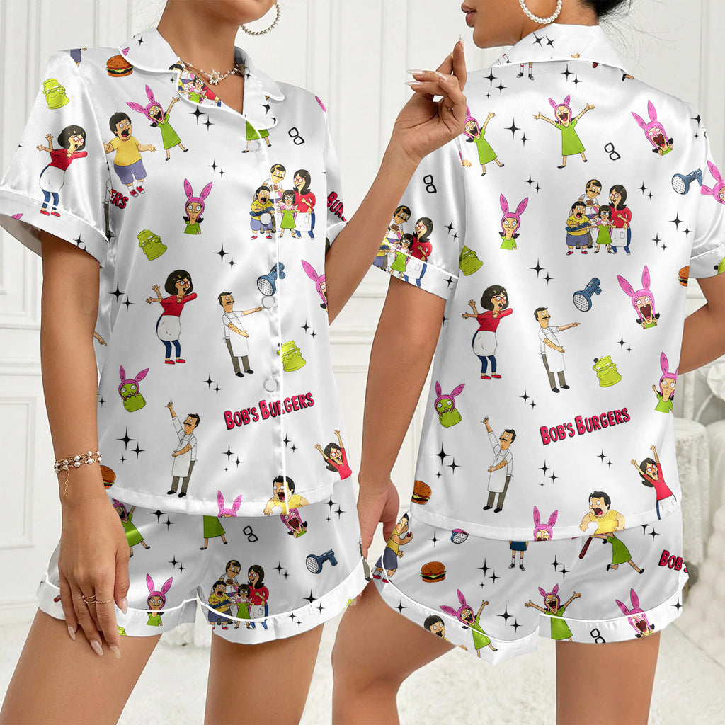 Women’s White Bob’s Burgers Satin Pajama Set