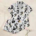 Women’s White Pop Music Icon Satin Pajama Set