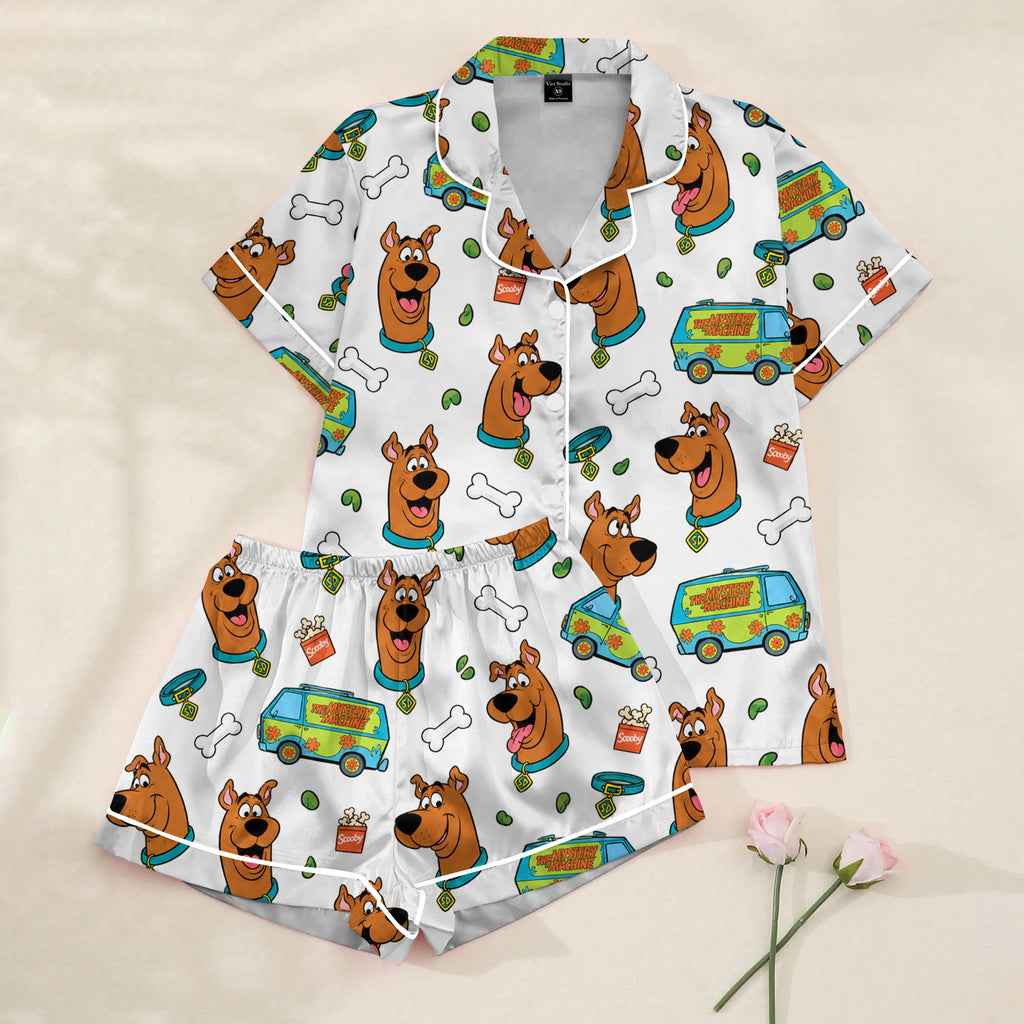 Women’s White Scooby-Doo Satin Pajama Set