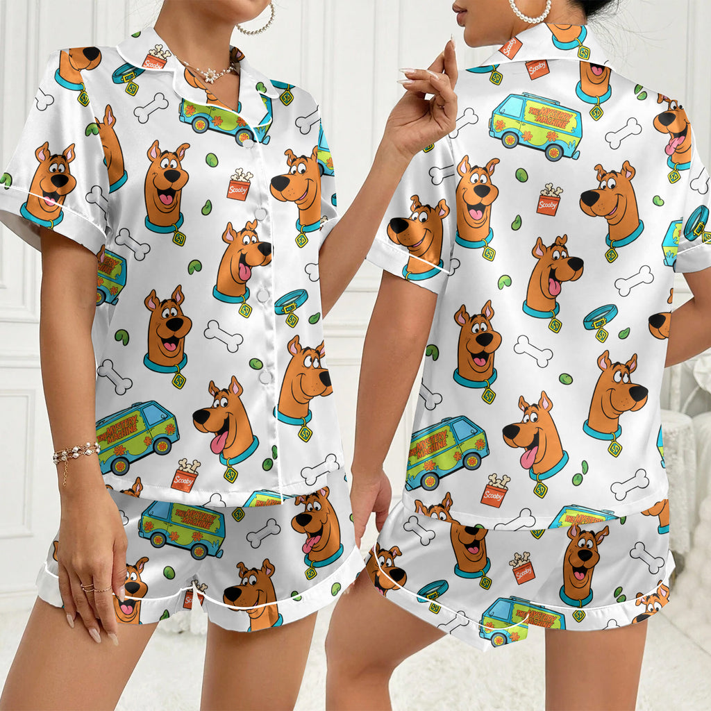 Women’s White Scooby-Doo Satin Pajama Set