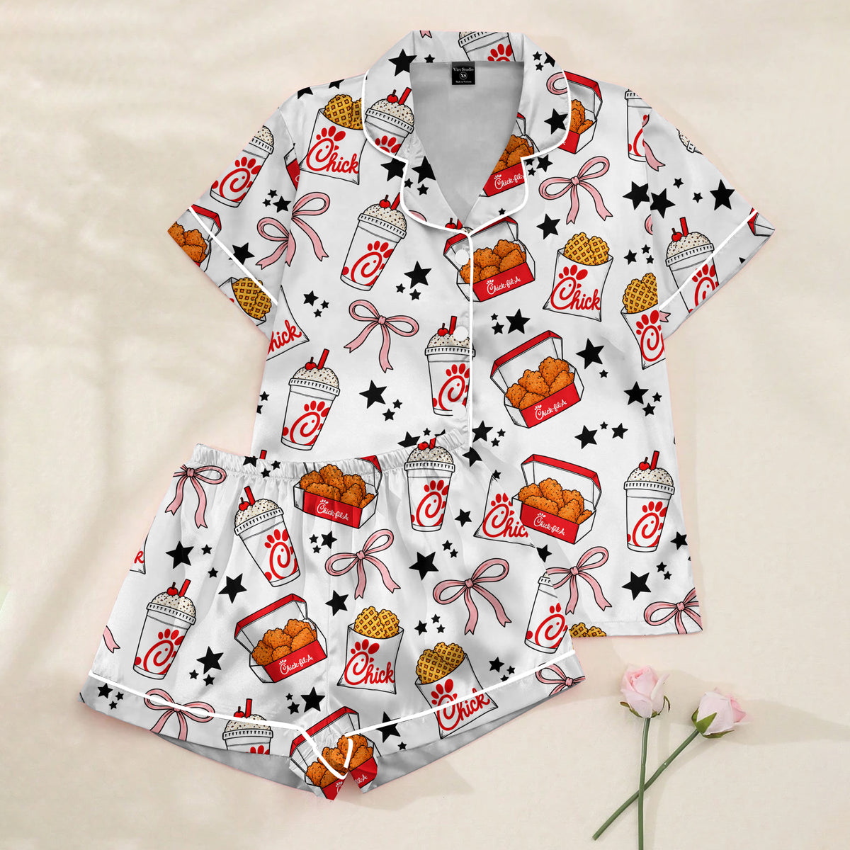 Women’s White Chick-fil-A Satin Pajama Set