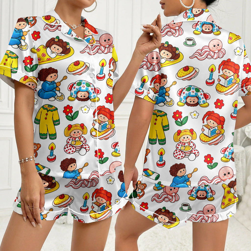 Women’s White Cabbage Patch Kids Satin Pajama Set