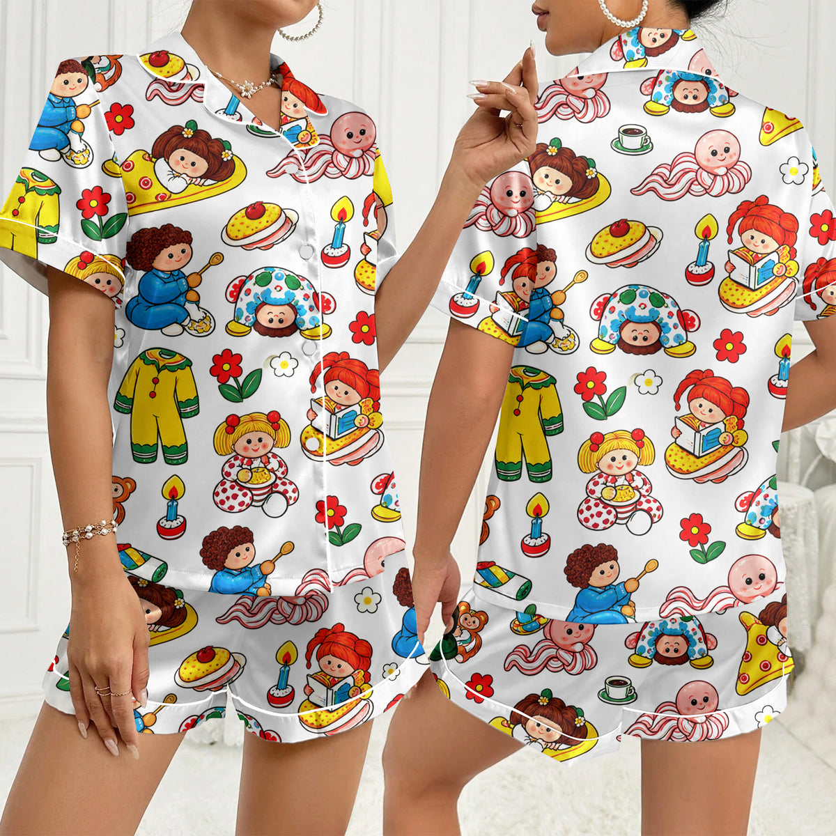 Women’s White Cabbage Patch Kids Satin Pajama Set