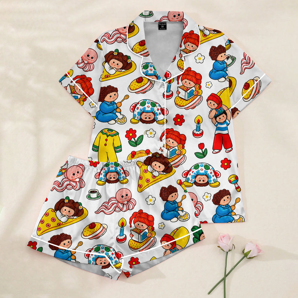 Women’s White Cabbage Patch Kids Satin Pajama Set