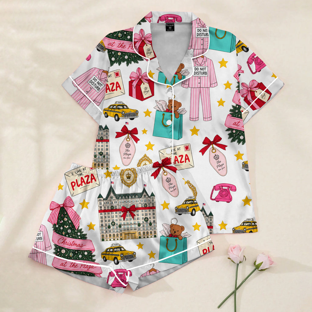 Women’s White Christmas at the Plaza Satin Pajama Set