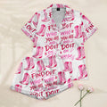 Women’s White Pink Cowgirl Boots Satin Pajama Set