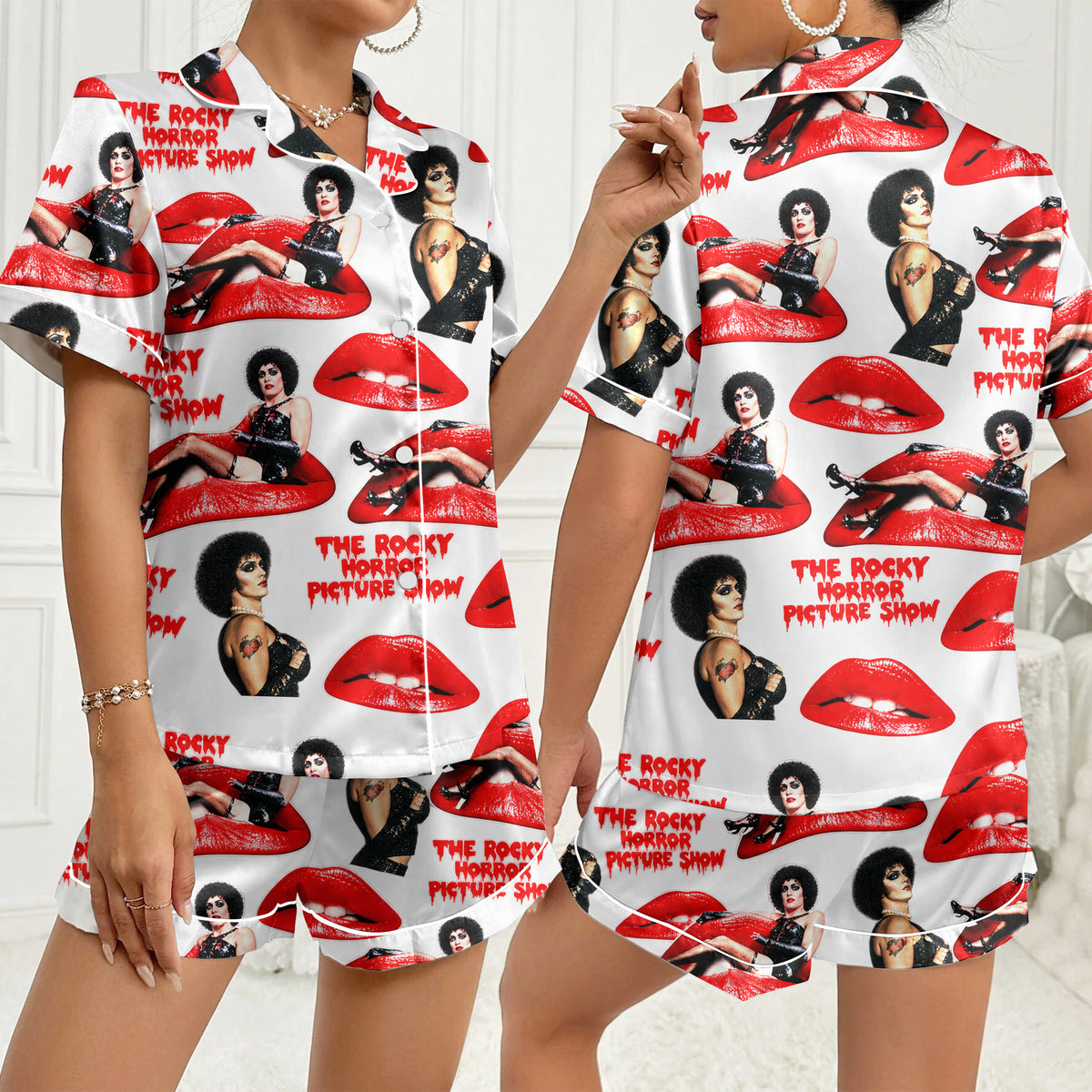 Women’s White Rocky Horror Picture Show Satin Pajama Set