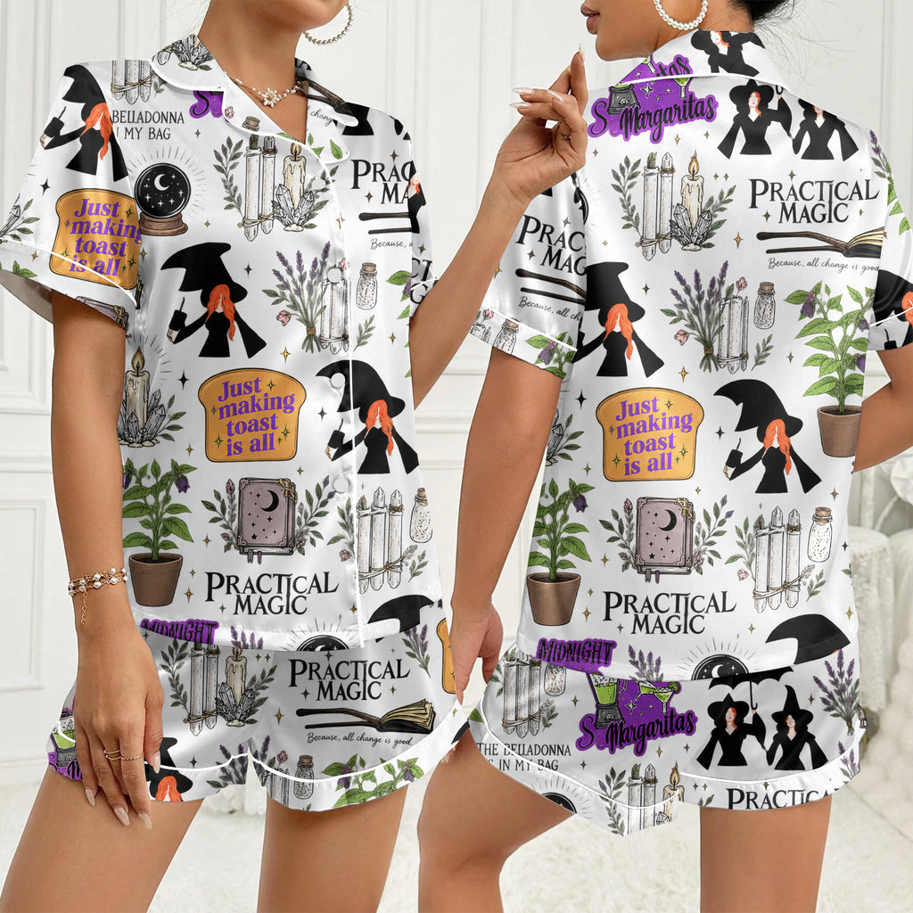 Women’s White Practical Magic Satin Pajama Set
