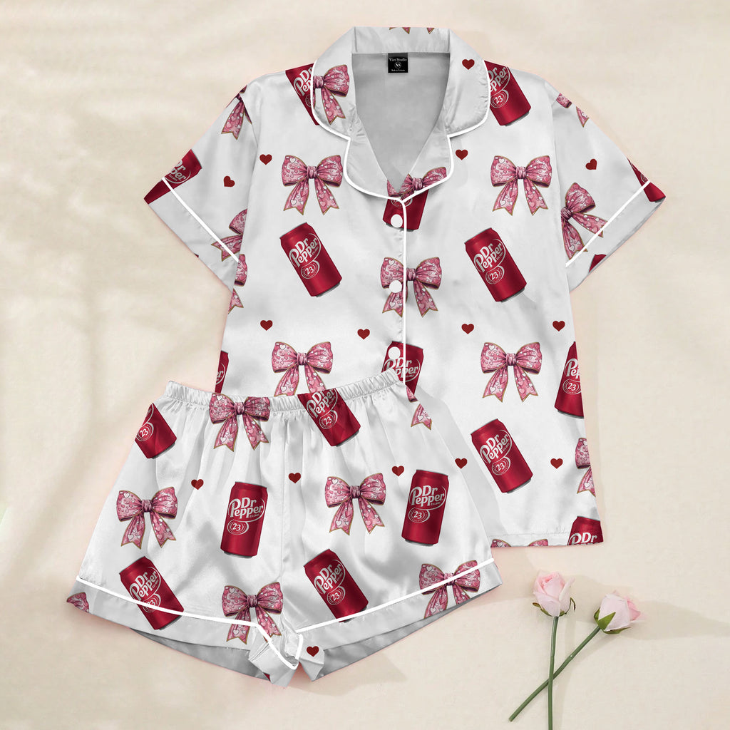 Women’s Dr Pepper Valentine Satin Pajama Set