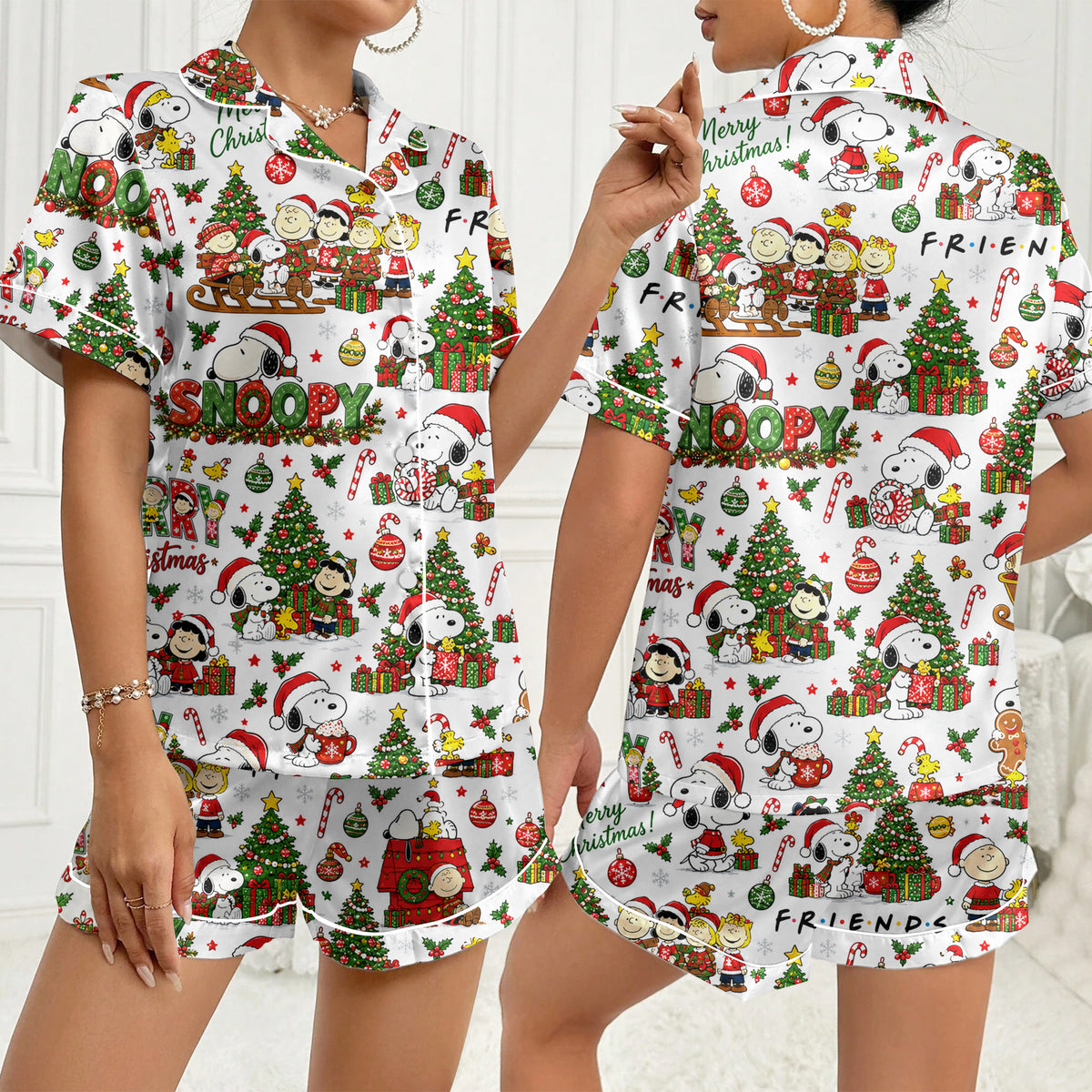 Women’s Snoopy Christmas Satin Pajama Set